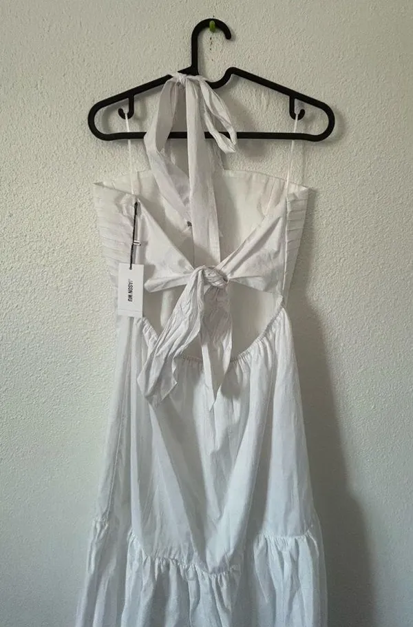 eyelet halter maxi summer dress sz large - Image 9