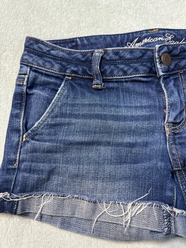 American Eagle Outfitters Indigo Rolled Hem Denim Shorts - Image 3
