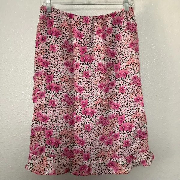 Kathie Lee Collection Vintage Y2K Pink‎ Dainty Floral Feminine Romantic Fairy Slip Skirt M VTG 2000s - Image 5