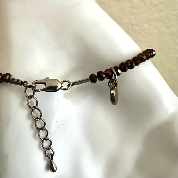 Purple beaded heart charm bracelet - Image 3