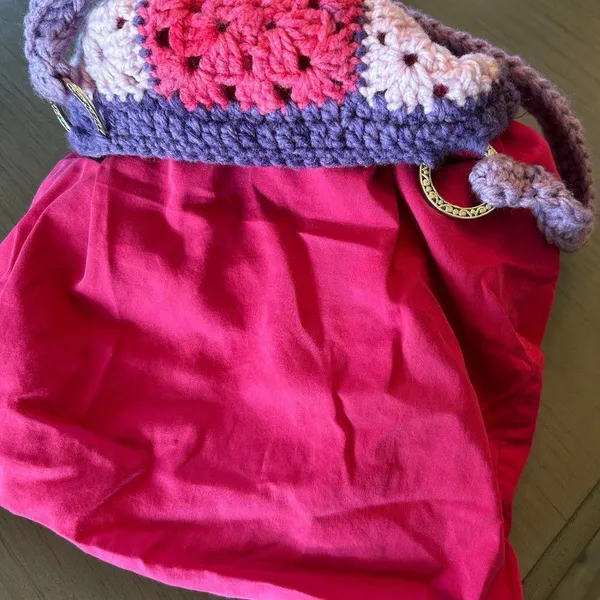Crochet Bag Purse Knitted Tote Handbag LIned - Image 4
