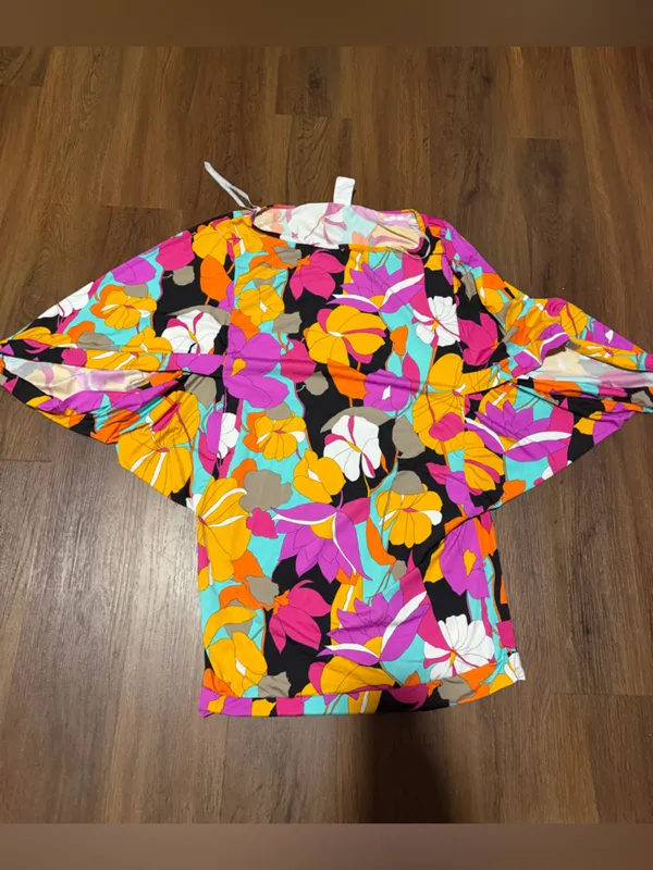 Trina Turk Gemini Floral Swimsuit Cover UpTunic Dress $200 resort summer boho - Image 5