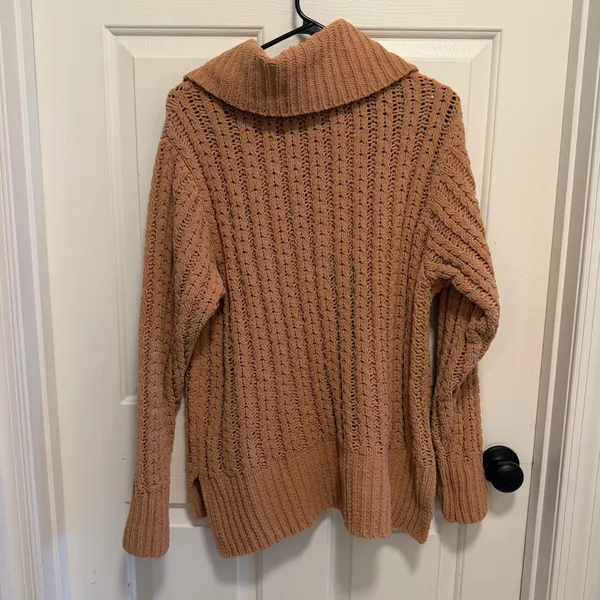 Aerie Carmel Knit Plush Quarter Zip Oversized Collared Pullover Sweater Size S - Image 2