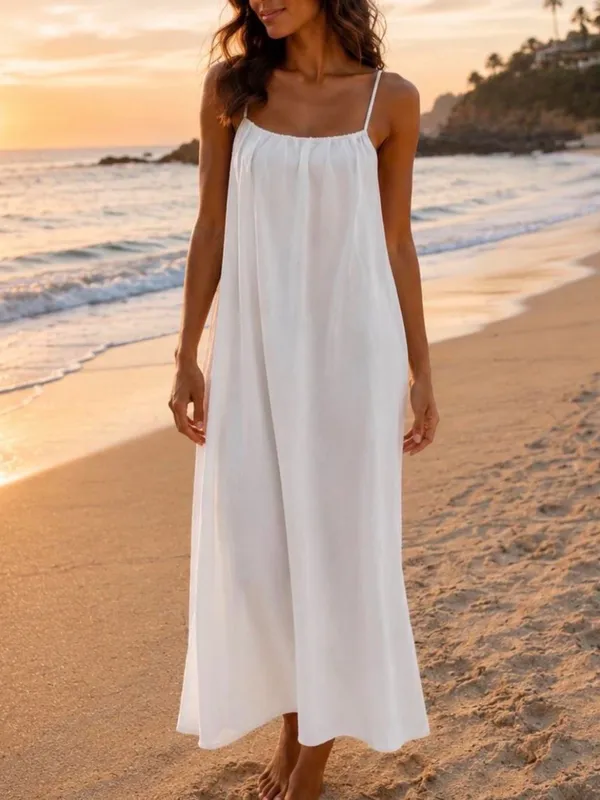 Good Vibes Backless White Spaghetti-Strap Maxi Dress Size Medium NIB - Image 2