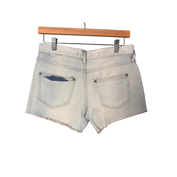 Free People Denim Shorts 25 Blue Distressed Raw Hem Boho Festival Vacation - Image 2