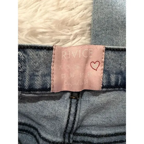 Revice Denim Farrah Super High Rise Jeans Button Hem in Blue Size 28 - Image 8