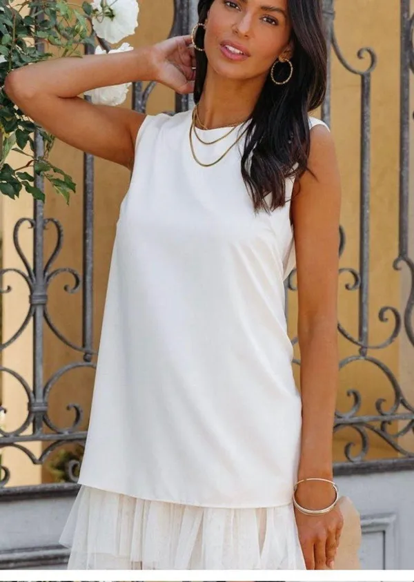 Vici New -Crown Tulle Mini Dress - Cream - Image 4