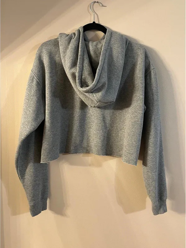 Wild Fable cropped gray hoodie sweatshirt Womens size Large - Image 2