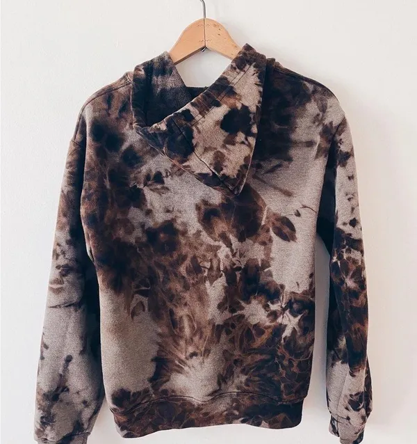 athletic works hand bleach dyed hoodie / small, 18” ptp, 24” length - Image 2