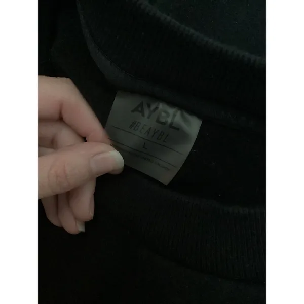 AYBL Black Crewneck Sweatshirt Size L Embroidered Logo Long Sleeve Comfort - Image 5