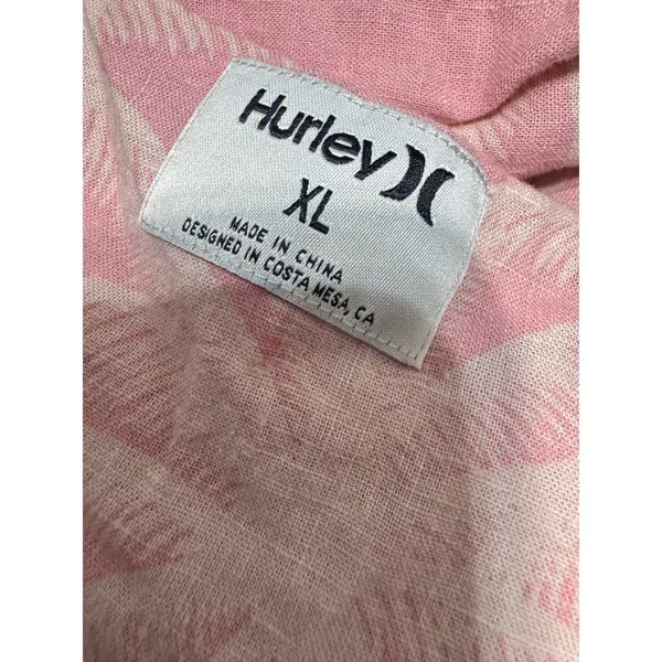 Hurley Pink Linen Blend Cami Tank Mini dress Palm Tree Tropical beach sz XL - Image 8