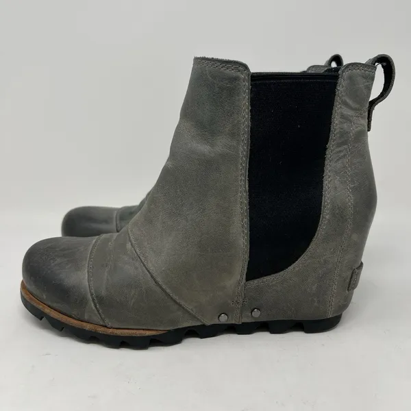 Sorel Boots Women's 6.5 Lea‎ Wedge Waterproof Leather Gray Chelsea Ankle Booties - Image 4