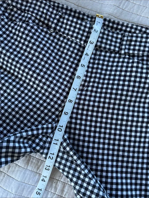 Old Navy, pixie straight ankle, black white gingham cotton pants 8 - Image 7