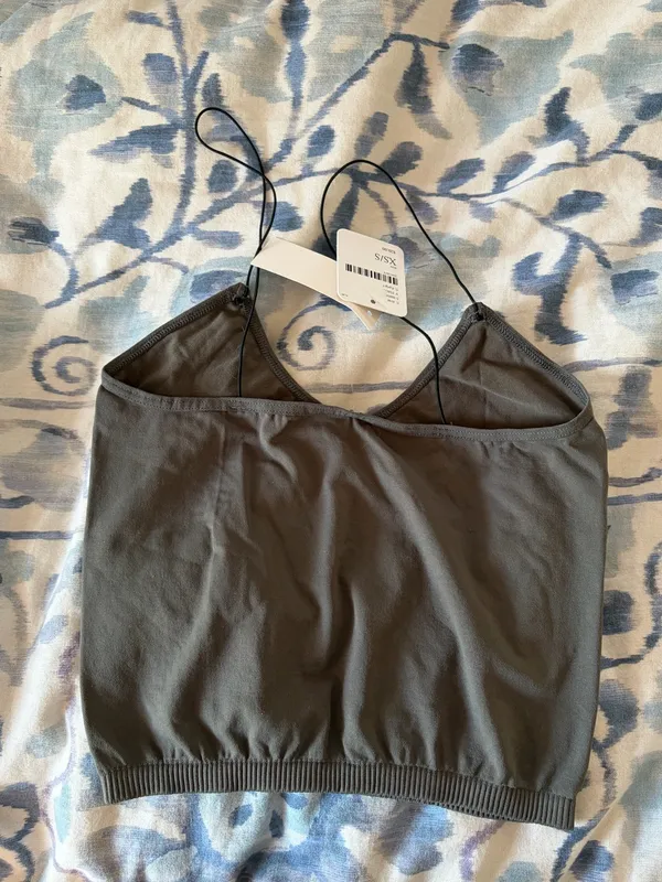 NWT- free people skinny strap charcoal grey brami crop top - Image 3
