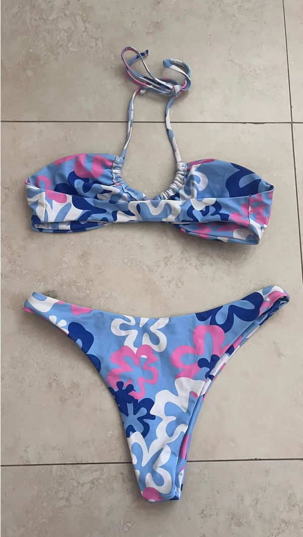 Colorful Bikini Set Blue Size M - Image 2