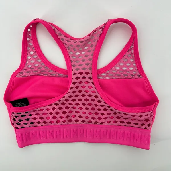 Victorias Secret PINK‎ Women S Ultimate Unlined Racerback Sports Bra Pink Mesh - Image 2