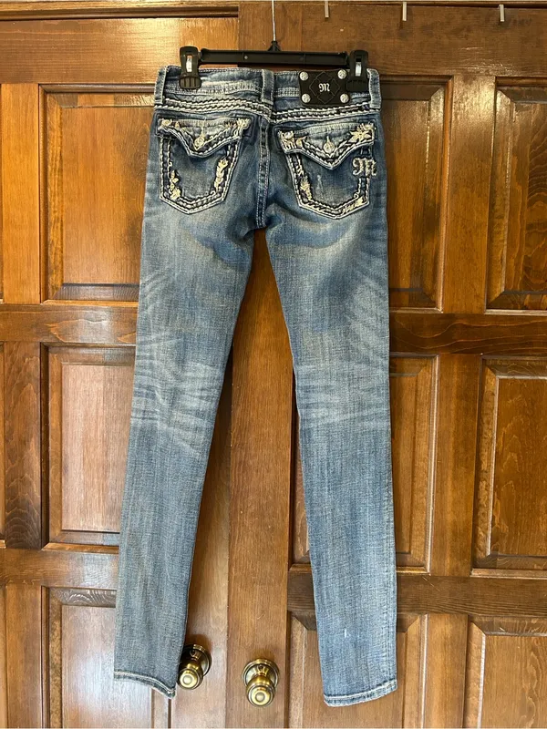 Miss Me Low Rise Skinny Jeans 26 x 33 JE5418S4L Medium Wash Blue Denim Y2K VTG - Image 3