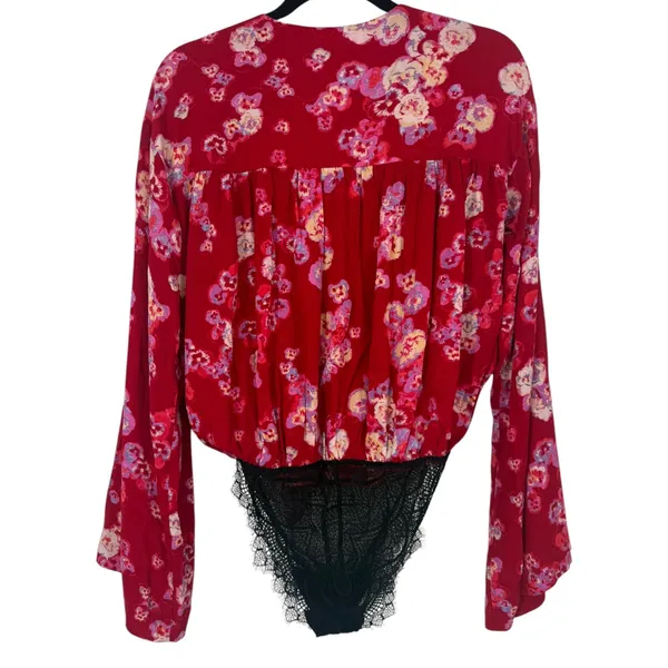 NWT Free People Intimately Forties Feels Floral Tie Front Lace Bodysuit Size Med - Image 6