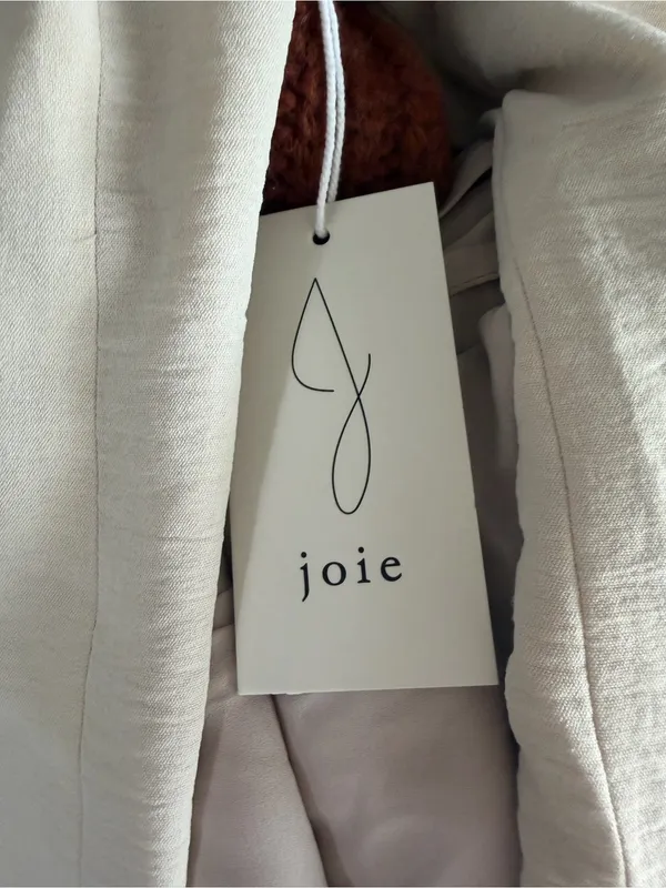 NWT Joie lightweight, open cream blazer subtle crinkle-texture notched lapel SM - Image 7