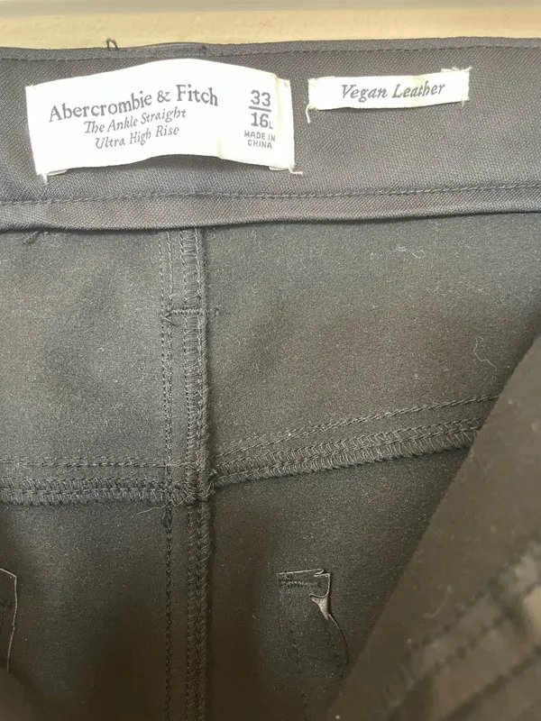 Abercrombie Fitch Women Pant 33 FauxLeather Ankle Straight Ultra HiRise Black - Image 4