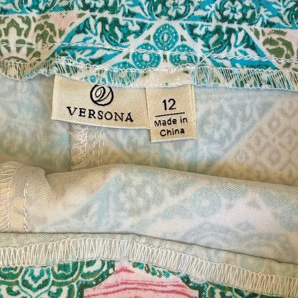 Versona Floral Geometric Pull On Stretchy Multicolor Skort Preppy Size 12 - Image 5