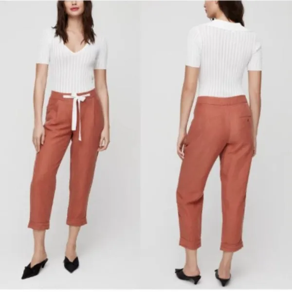Aritzia Wilfred allant linen blend cropped pants Sz‎ Small - Image 2