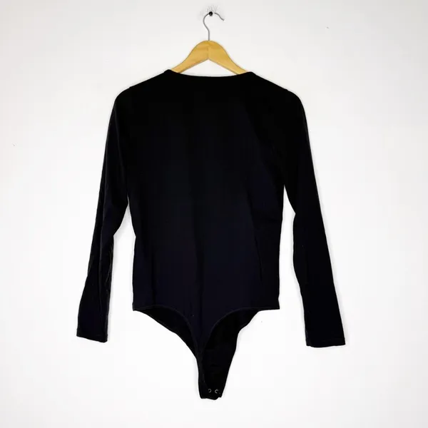 Abercrombie & Fitch Bodysuit Black Scoop Neck Long Sleeve Soft A&F Size Large - Image 4