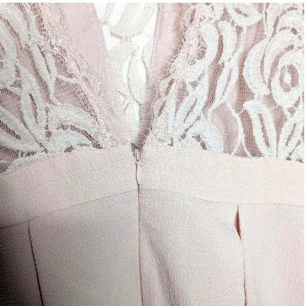 BCBG Womens Blush Pink Lace V-Neck Mini Pleated Dress‎ Romantic Shower Wedding - Image 13