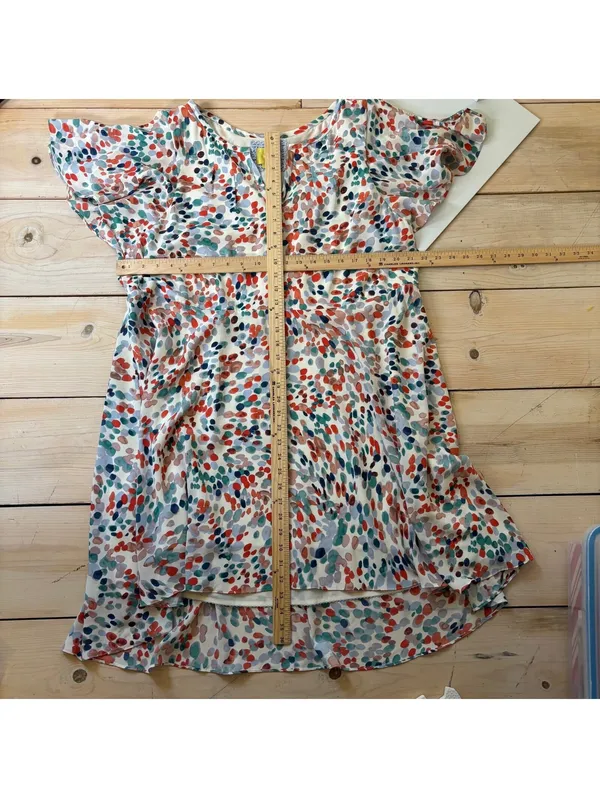 Anthropologie Maeve EUC Women's Watercolor Polka Dot Flutter Sleeve Dress XL - Image 7