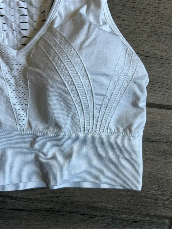 90 Degree By Reflex White Racerback Seamless Sports Bralette - Image 3