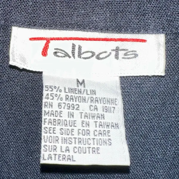 Talbots‎ Linen Blend Button Front Vest Medium Blue Sleeveless Vintage Top - Image 5