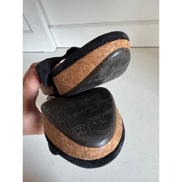 UGG‎ Brooks black suede cork wedge sandals Size 8 - Image 11