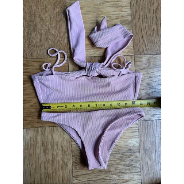 Same Swim $258 Ribbed Bandeau Bikini Set, Size XS, Blush Pink, EUC - Image 8