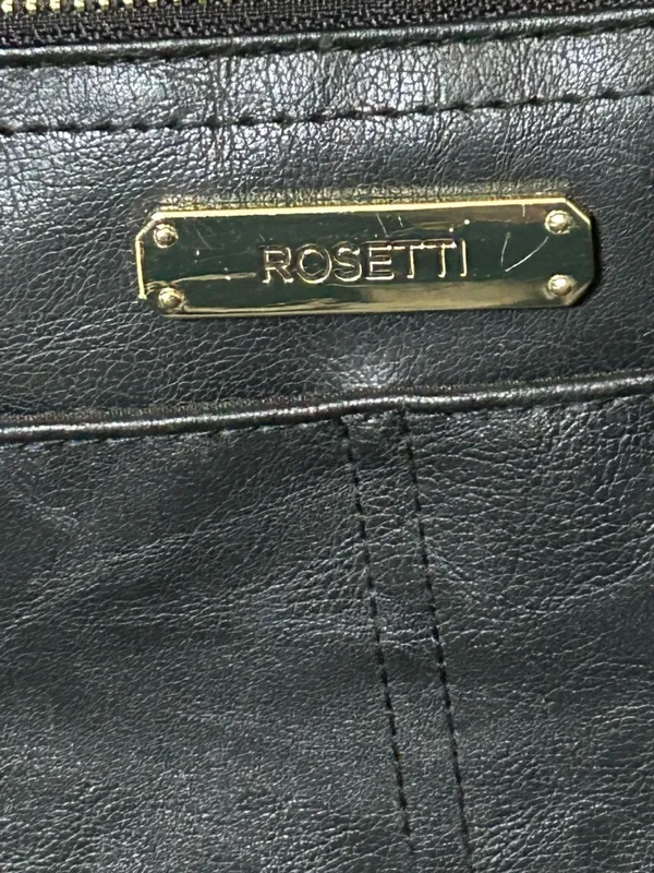 Rosetti Black Leather Shoulder Bag with Gold Hardware - Image 3