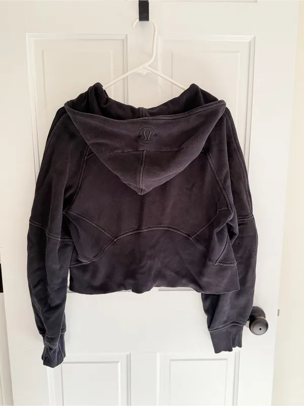 Lululemon Scuba Half Zip Cropped Hoodie Black Size S 6 Fleece‎ Thumbholes - Image 2