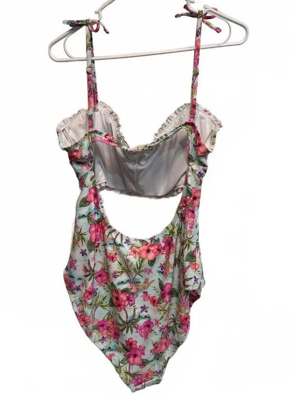 Decree Island Escape Floral Smocked Open One Piece Swimsuit Plus Size XXL - Image 4
