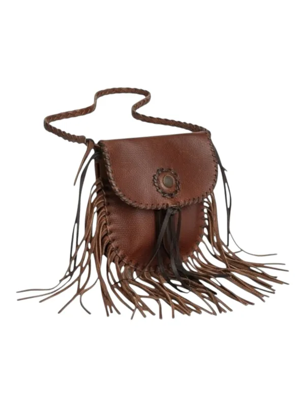 Vintage: OOAK Handmade ☀︎︎ Fringe Whipstitiched Medicine Bag ☀︎︎ Brown Leather - Image 2