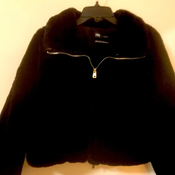 Zara Brand Black Fur Coat Absolutely Gorgeous Like New - Image 2