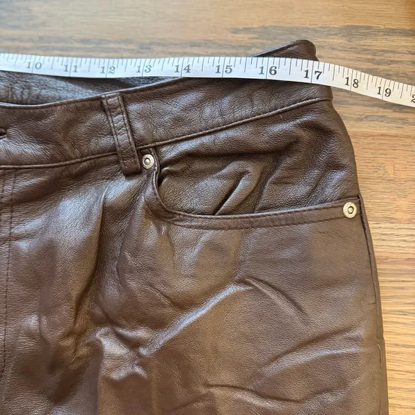 Newport News Jeanology brown leather pants size 14 - Image 8