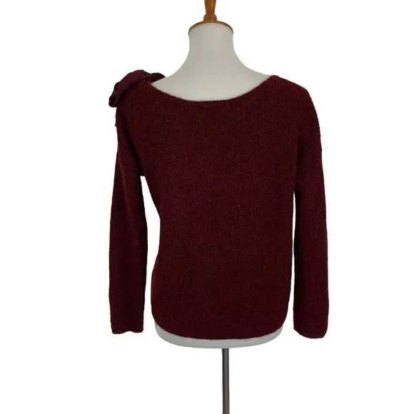 Sézane Sweater Small Maroon Mohair Alpaca Blend Bow Shoulder - Image 6