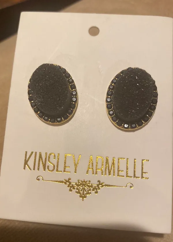 Kinsley Armelle Enchantment Collection - Raven Stud Druzy Earings - Image 2