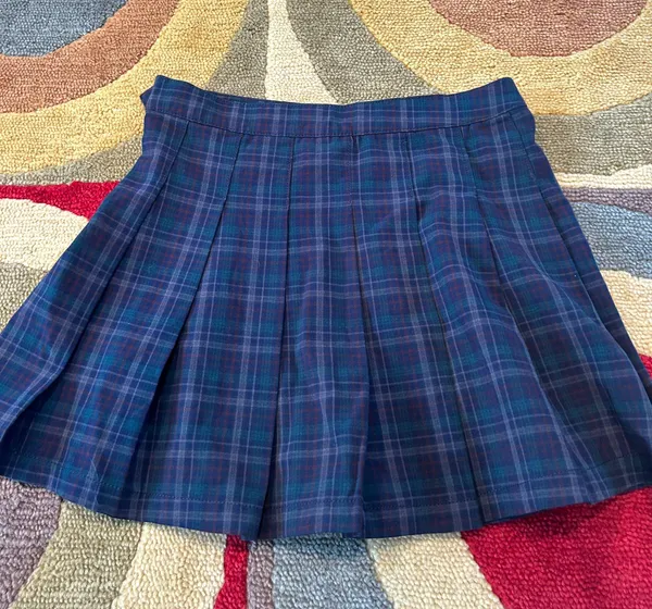Outfitters Plaid Navy Green Pleated Skirt School Girl Skirt 6 - Image 4