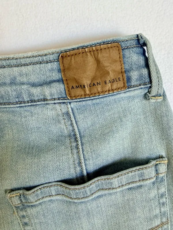 American Eagle Womens Size 00 High Rise A-Line Denim Mini Skirt‎ Button Front - Image 7