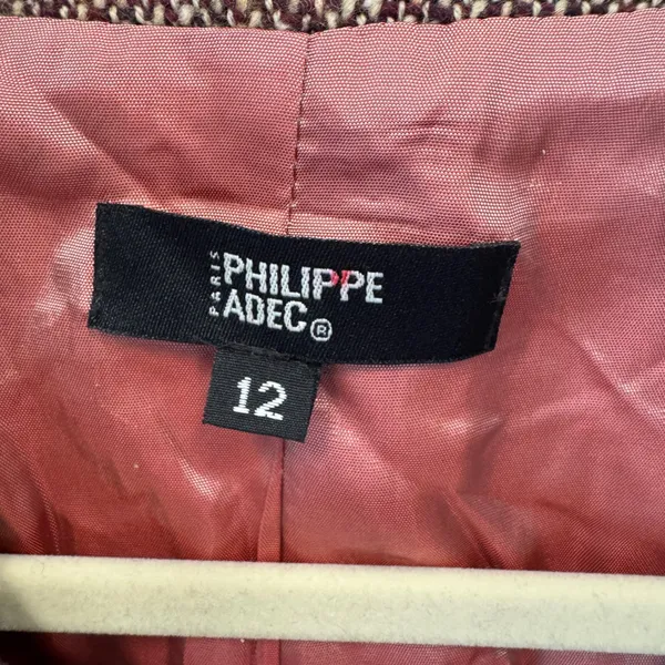 Vintage Philippe Adec Paris Wool Tweed Blazer Jacket Brown Burgundy Size 12 - Image 8