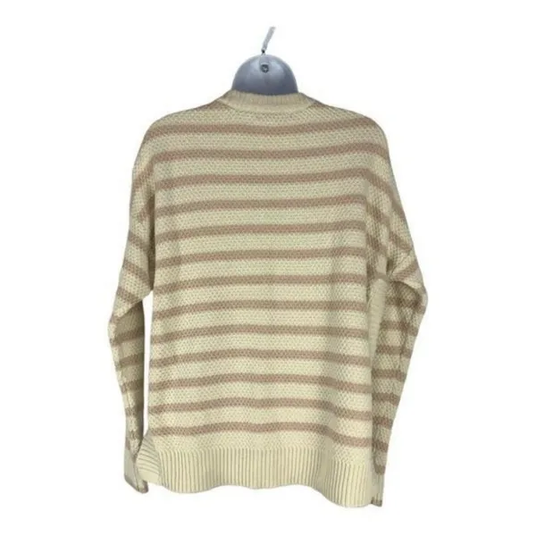 Madewell Womens M Striped Cotton Blend Sweater Beige & Pink - Image 8