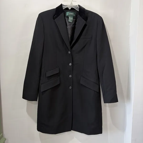 Lauren Ralph Lauren Single Breasted Wool Blazer Velvet Collar Button Jacket Sz 6 - Image 2