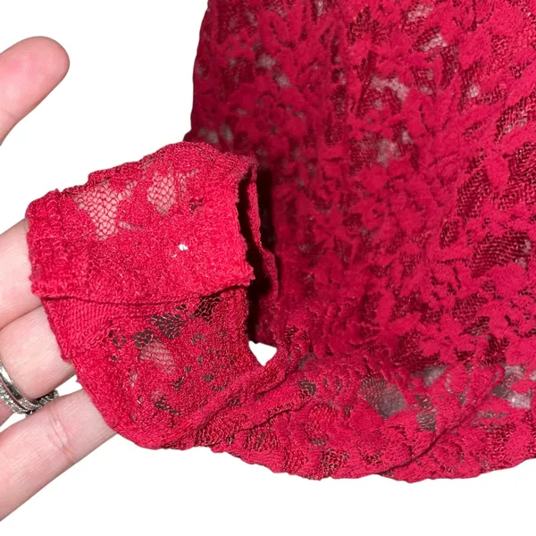 AmbuRance Red Lace Bodysuit V Neck Sleeveless Full Lace Size 2X - Image 7