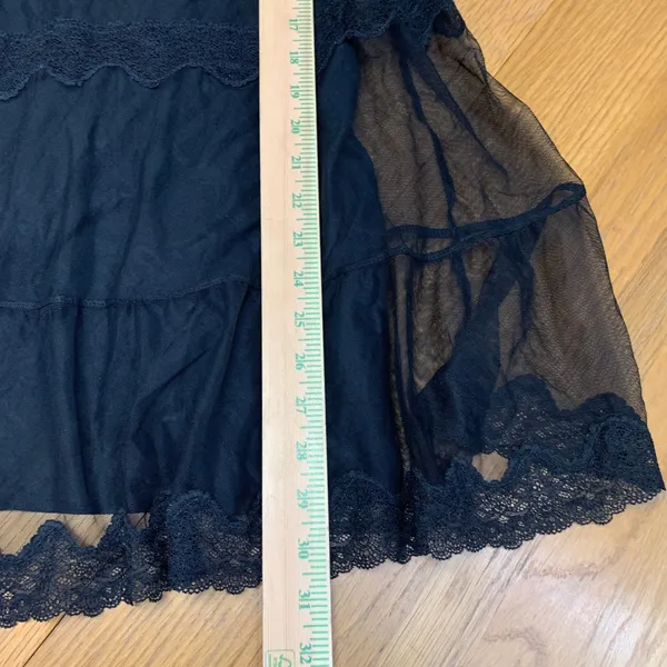 Victoria's Secret Black Mesh Tiered Lace Slip Dress Babydoll Small 373824-093‎ - Image 3