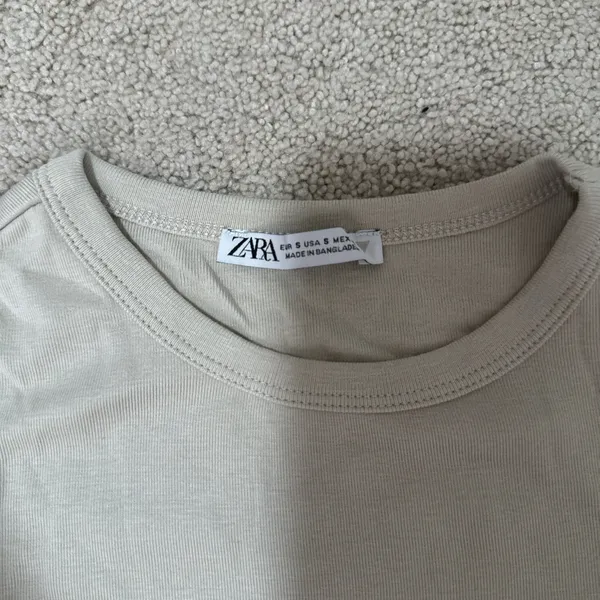 Zara Beige Tight Fit Long Sleeve Top slightly cropped - Image 2