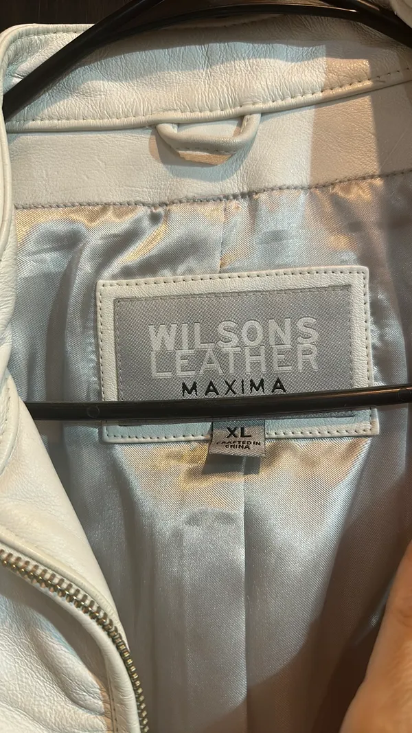 Wilson's Leather White leather zip up jacket - Image 2